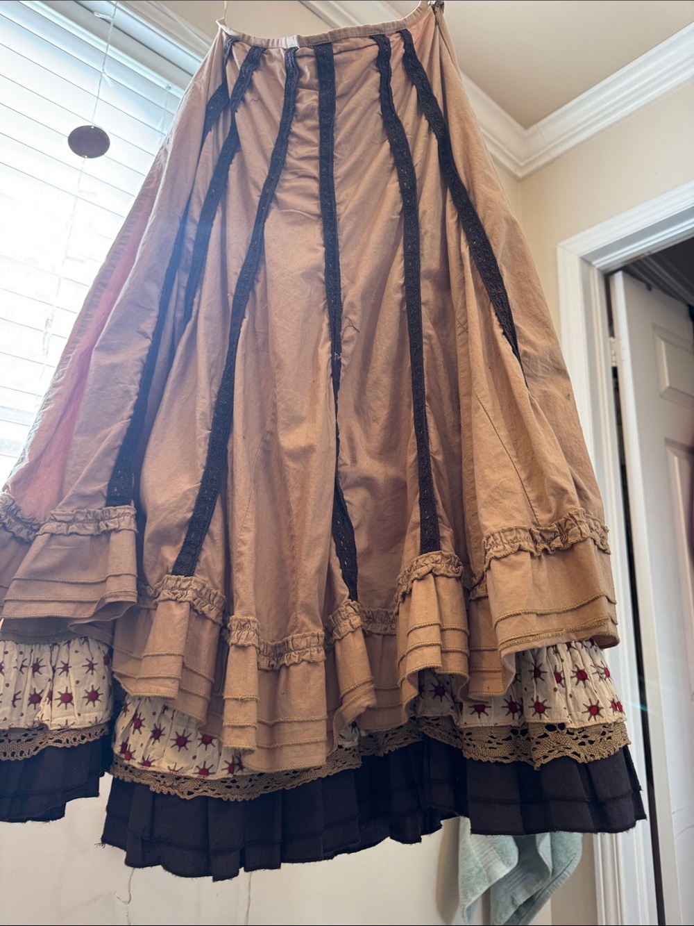 Per Una boho layers flower beige skirt uk 8 S to M